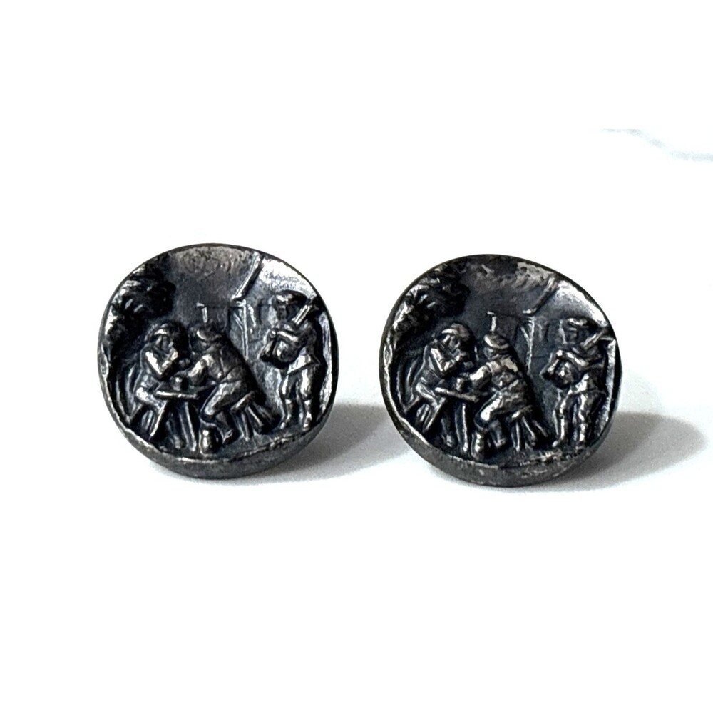 Vintage Hickok Mens Large Round Tavern Pub Cufflinks